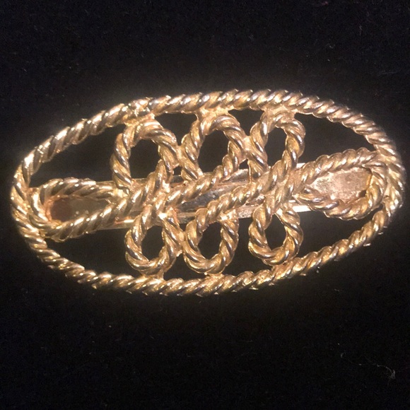 80’s Goldtone Wide Barrette - Picture 4 of 8